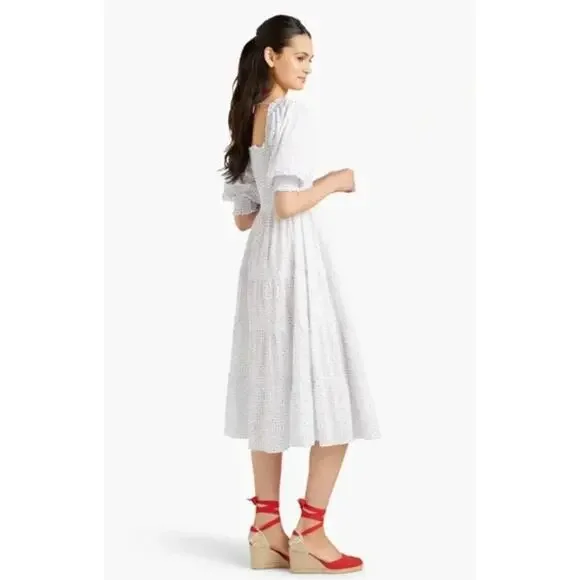 Hill House XXS The Nesli Nap Dress $178 Paisley Puff Sleeves Midi Cottagecore - Picture 7 of 16